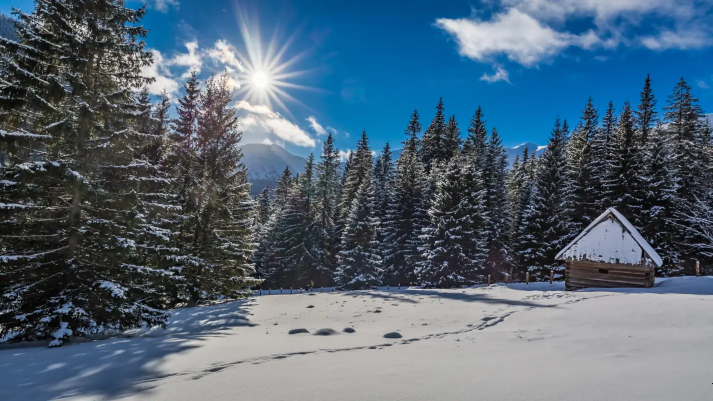 Zakopane zima z widokiem na Giewont