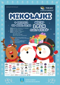 Poster for Santa Claus Day 2025 at Zakopane Thermal Baths